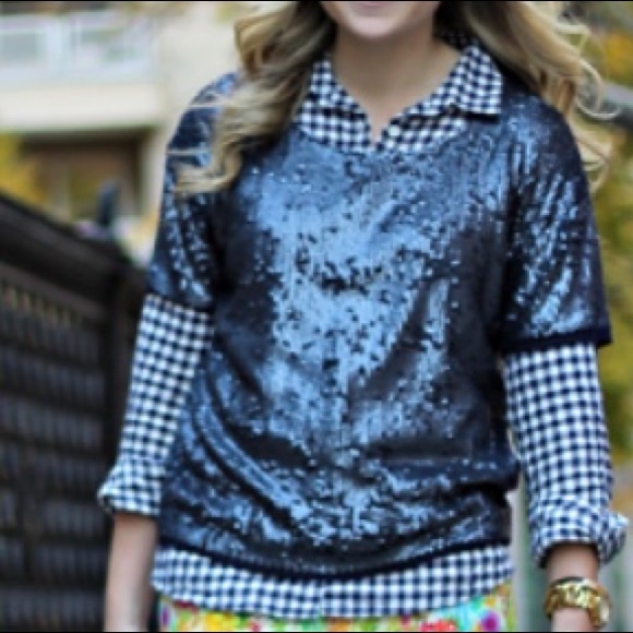J. Crew Tops - J.Crew slouchy sequin tee top blue L navy layers